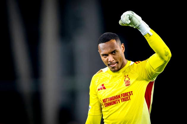 Nottingham Forest FC goalkeeper John Victor during the match FC Utrecht vs Nottingham Forest FC at the Stadium de Galgenwaard for the Europa League League League phase Matchday 6 season 2025 2026 in UTRECHT, Netherlands on 11 december 2025, photo by Marcel van Dorst EYE4images DeFodi Images