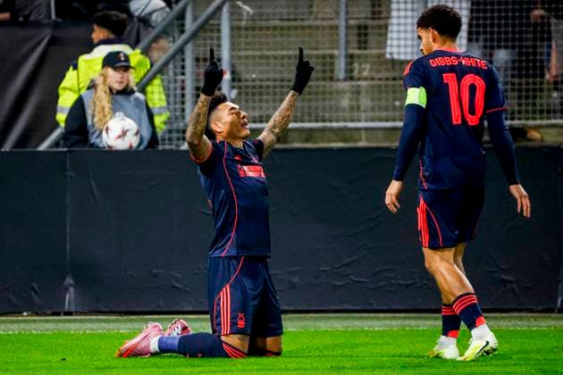 Igor Jesus of Nottingham Forest celebrate their team s second goal with Morgan Gibbs-White of Nottingham Forest FC Utrecht v Nottingham Forest FC, UEFA Europa League 2025 26 League Phase MD6, FC Utrecht v Nottingham Forest FC, Stadion Galgenwaard, December 11, 2025, Utrecht, Netherlands.