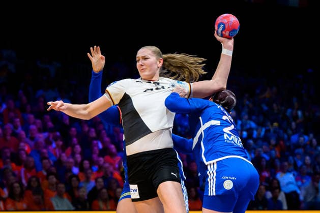Handball, Womens World Championship, semi-final France Germany Viola Leuchter Germany , Tamara Horacek France Rotterdam Ahoy Netherlands