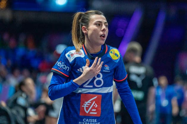 2025-12-12 France vs Germany ROTTERDAM, NETHERLANDS - DECEMBER 12: Lucie Granier of France during the IHF Worldchampionship 2025 1 2 final match for women, between France and Germany at Ahoy on December 12, 2025 in Rotterdam, Netherlands. Rotterdam Ahoy Netherlands Content not available for redistribution in The Netherlands directly or indirectly through any third parties. Copyright: xHenkxSeppenx