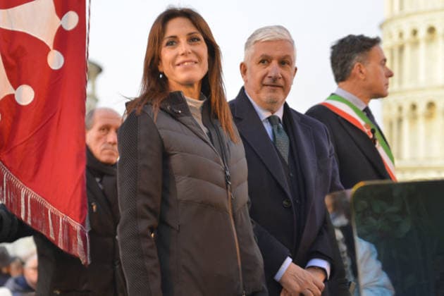 Arrival Of Olympic Flame in the Piazza dei Miracoli - Pisa Sports Councilor Frida Scarpa during the arrival of the Olympic Flame in the Piazza dei Miracoli in Pisa, Italy on December 12, 2025. Photo by Roberto Cappello IPA ABACAPRESS.COM Pisa Italy Italy  Copyright: xIPA ABACAx