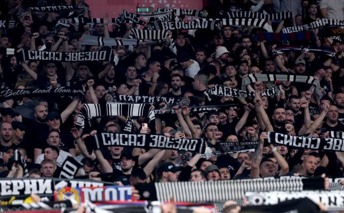 Partizan v Crvena Zvezda, Euroleague basketball, season 2025 2026, round 15 Belgrade, Serbia. 12th Dec, 2025. Partizan s supporters during Euroleague basketball match between Partizan and Crvena Zvezda (Red Star) on December 12. 2025. in Belgrade, Serbia. Belgrade Serbia Copyright: xPedjaxMilosavljevic STARSPORTx