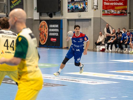 Yonatan Dayan HBW Balingen Weilstetten, 34 in attack VfL Eintracht Hagen vs HBW Balingen Weilstetten, Handball, 2 Bundesliga, Matchday 15, Season 2025 2026, 12 12 2025 VfL Eintracht Hagen vs HBW Balingen Weilstetten, Handball, 2 Bundesliga, Matchday 15, Season 2025 2026, 12 12 2025 Hagen Copyright: xEibner-Pressefoto DamianxKruczynx EP_DKI