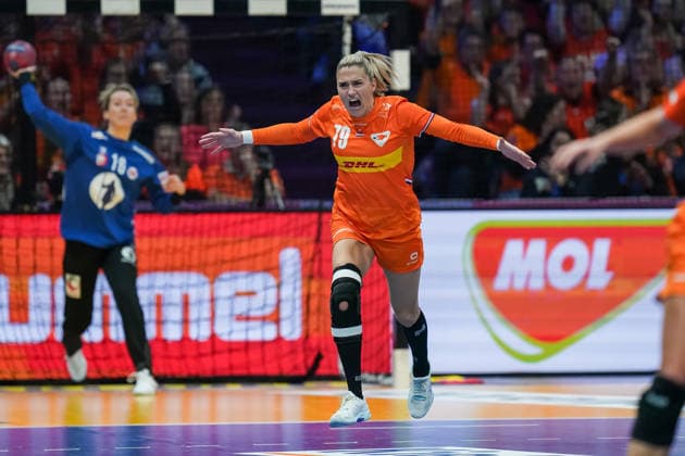 2025-12-12 Netherlands v Norway - IHF World Women s Handball Championship ROTTERDAM, NETHERLANDS - DECEMBER 12: Estavana Polman of The Netherlands celebrates after scoring during the IHF World Women s Handball Championship match between Netherlands and Norway at Ahoy on December 12, 2025 in Rotterdam, Netherlands. Rotterdam Ahoy Netherlands Content not available for redistribution in The Netherlands directly or indirectly through any third parties. Copyright: xHenkxSeppenx