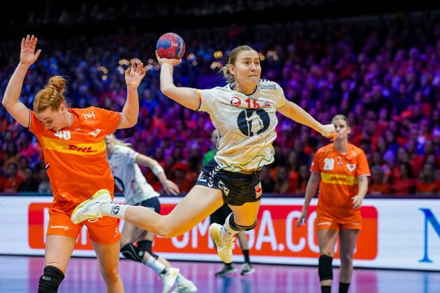 2025-12-12 Netherlands v Norway - IHF World Women s Handball Championship ROTTERDAM, NETHERLANDS - DECEMBER 12: Vilde Ingstad of Norway shoots at goal during the IHF World Women s Handball Championship match between Netherlands and Norway at Ahoy on December 12, 2025 in Rotterdam, Netherlands. Rotterdam Ahoy Netherlands Content not available for redistribution in The Netherlands directly or indirectly through any third parties. Copyright: xHenkxSeppenx