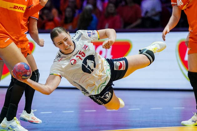 2025-12-12 Netherlands v Norway - IHF World Women s Handball Championship ROTTERDAM, NETHERLANDS - DECEMBER 12: Vilde Ingstad of Norway shoots at goal during the IHF World Women s Handball Championship match between Netherlands and Norway at Ahoy on December 12, 2025 in Rotterdam, Netherlands. Rotterdam Ahoy Netherlands Content not available for redistribution in The Netherlands directly or indirectly through any third parties. Copyright: xHenkxSeppenx