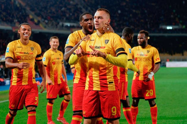 CALCIO - Serie A - US Lecce vs Pisa SC Nikola Stulic of US Lecce celebrates after scoring a goal during US Lecce vs Pisa SC, Italian soccer Serie A match in Lecce, Italy, December 12 2025 Lecce Italy  Copyright: xIPAxSport ABACAx