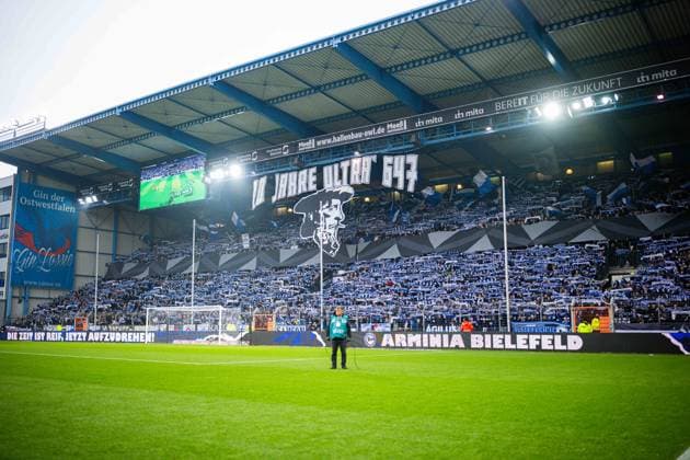 13 12 2025 Football, 2025 2026, 2 Bundesliga, Matchday 16, DSC Arminia Bielefeld 1 FC Kaiserslautern Fans Bielefeld with choreography, choreography, choreo for 10 years of Ultra 647 DFL REGULATIONS PROHIBIT ANY USE OF PHOTOGRAPHS AS IMAGE SEQUENCES AND OR QUASI VIDEO