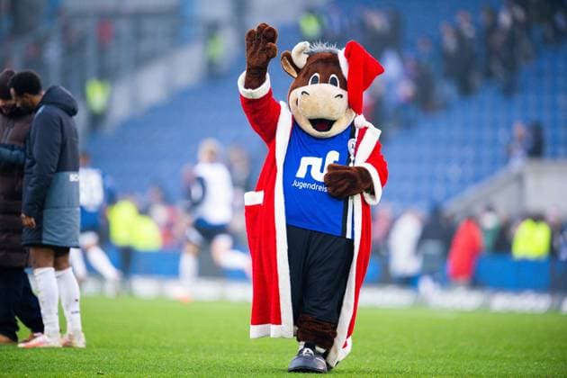 13 12 2025 Soccer, 2025 2026, 2 Bundesliga, 16 Matchday, DSC Arminia Bielefeld 1 FC Kaiserslautern Lohmann Mascot Bielefeld DFL REGULATIONS PROHIBIT ANY USE OF PHOTOGRAPHS AS IMAGE SEQUENCES AND OR QUASI VIDEO