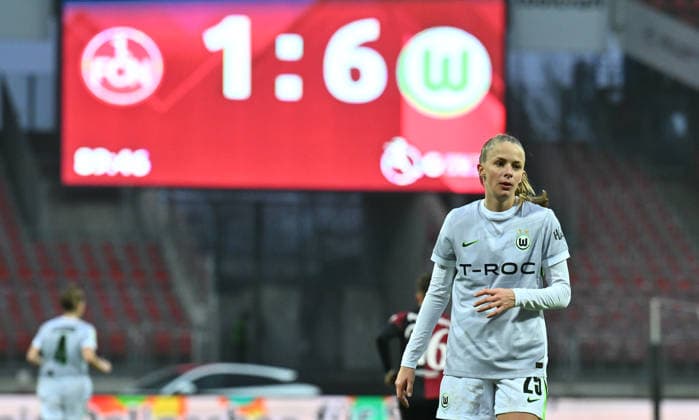 13 12 2025 Soccer season 2025 2026 1 Google Pixel Women Bundesliga 13 Matchday 1 FC Nürnberg FCN Club Clubfrauen VfL Wolfsburg Sportfoto Zink xwoxzix Vivien Endemann 25, VfL Wolfsburg Scoreboard with final result