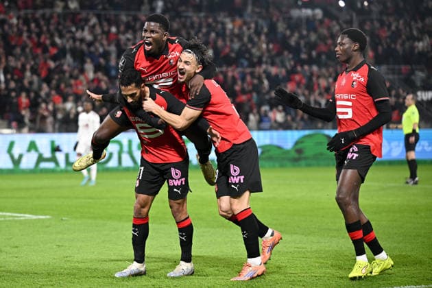 Stade Rennais FC v Stade Brestois 29 - Ligue 1 McDonald s 2025 2026 07 Breel EMBOLO (srfc) - 09 Esteban LEPAUL (srfc) - 11 Mousa TAMARI (srfc) during the Ligue 1 McDonald s match between Rennes and Brest at Roazhon Park on December 13, 2025 in Rennes, France. Rennes France  Copyright: xFEPx 776348237