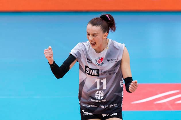 1 Volleyball Bundesliga Women Schwarz Weiss Erfurt vs Skurios Volleys Borken Erfurt 13 12 2025 Isabel Kova i 11 Schwarz Weiss Erfurt 1 Volleyball Bundesliga Women Schwarz Weiss Erfurt vs Skurios Volleys Borken Riethsporthalle Erfurt 13 12 2025 Copyright: xBEAUTIFULxSPORTS Duehringx