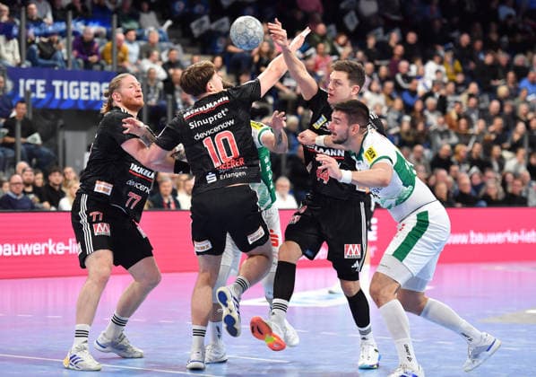 13 12 2025 Handball 1 Bundesliga DAIKIN HBL Season 2024 2025 17 Matchday HC Erlangen Metropolregion Nuremberg HCE SC DHfK Leipzig OGo xOGox Maciej Gebala 77, HC Erlangen HCE Florian Scheerer 10, HC Erlangen HCE Christoph Steinert 44, HC Erlangen HCE