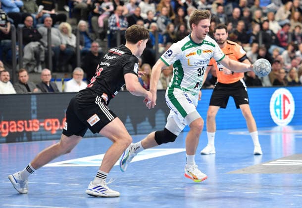 13 12 2025 Handball 1 Bundesliga DAIKIN HBL Season 2024 2025 17 Matchday HC Erlangen Metropolregion Nuremberg HCE SC DHfK Leipzig OGo xOGox Maxsim Lochman 32, HC Erlangen HCE Franz Semper 32, SC DHfK Leipzig