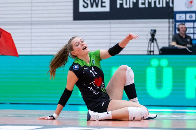 1 Volleyball Bundesliga Women Schwarz Weiss Erfurt vs Skurios Volleys Borken Erfurt 13 12 2025 Pia Mohr 11 Skurios Volleys Borken 1 Volleyball Bundesliga Women Schwarz Weiss Erfurt vs Skurios Volleys Borken Riethsporthalle Erfurt 13 12 2025 Copyright: xBEAUTIFULxSPORTS Duehringx