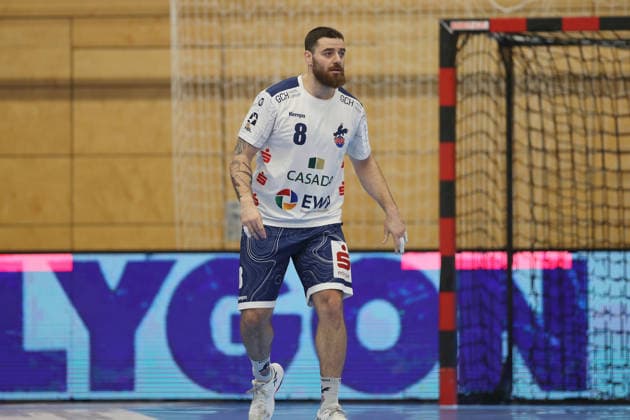 13 12 2025, Men, Handball, Season 2025 2026, 2 Handball Bundesliga, 15 Matchday TV Grosswallstadt 1 VfL Potsdam Davide Bulzamini 8, VfL Potsdam Elsenfeld Untermainhalle Bayern Germany