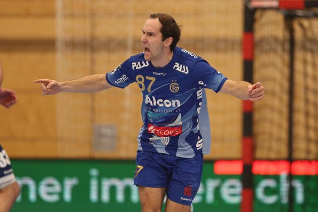 13 12 2025, Men, Handball, Season 2025 2026, 2 Handball Bundesliga, 15 Matchday TV Grosswallstadt 1 VfL Potsdam Maxim Schalles 87, TV Grosswallstadt , Goal celebration, gestures, emotions Elsenfeld Untermainhalle Bayern Germany