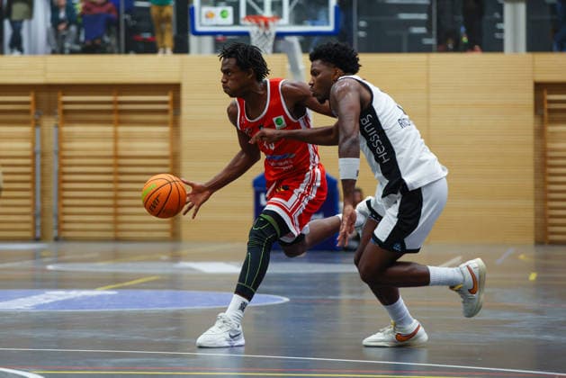 Zion Richardson 3, BG Hessing Leitershofen at the match between BG Hessing Leitershofen v TV Langen, Basketball, Men, BARMER 2 Bundesliga ProB Süd, 2025 2026, 13 Matchday on 13 12 2025 in Augsburg, Mehrzweckhalle Stadtbergen Bayern Germany