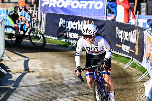 Women SUYS Leiecross Kortrijk British national champion Xan Crees (team OGT Powered by Use) participates in the women s elite race of the SUYS Leiecross Kortrijk, stage 4 of 7 in the Exact Cross competition, in Kortrijk, Belgium, on December 13, 2025. Kortrijk Belgium  Copyright: xGautierxDemouveauxx originalFilename:demouveaux-notitle251213_npUUF.jpg