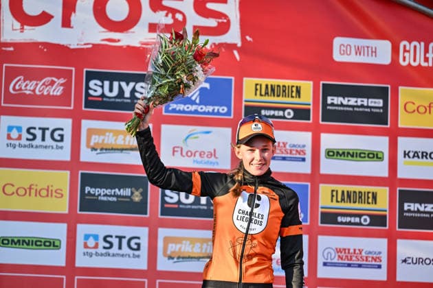Women SUYS Leiecross Kortrijk Belgian rider Julie Brouwers from team Charles Liegeois Roastery XC places 3rd in the women s elite race of the SUYS Leiecross Kortrijk, stage 4 of 7 in the Exact Cross competition, in Kortrijk, Belgium, on December 13, 2025. Kortrijk Belgium  Copyright: xGautierxDemouveauxx originalFilename:demouveaux-notitle251213_nplxE.jpg