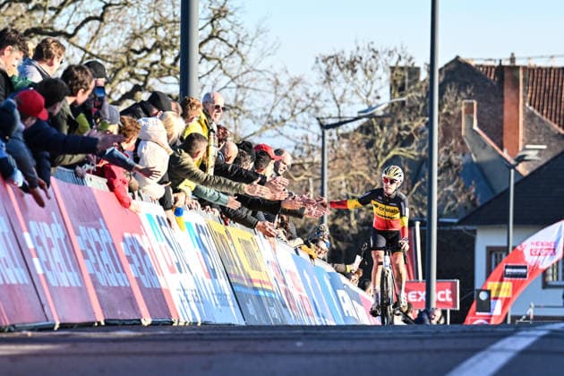 Women SUYS Leiecross Kortrijk Belgian national champion Marion Norbert Riberolle from team Crelan-Corendon participates in the women s elite race of the SUYS Leiecross Kortrijk, stage 4 of 7 in the Exact Cross competition, in Kortrijk, Belgium, on December 13, 2025. Kortrijk Belgium  Copyright: xGautierxDemouveauxx originalFilename:demouveaux-notitle251213_npajl.jpg
