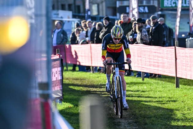 Women SUYS Leiecross Kortrijk Belgian national champion Marion Norbert Riberolle from team Crelan-Corendon participates in the women s elite race of the SUYS Leiecross Kortrijk, stage 4 of 7 in the Exact Cross competition, in Kortrijk, Belgium, on December 13, 2025. Kortrijk Belgium  Copyright: xGautierxDemouveauxx originalFilename:demouveaux-notitle251213_npN6P.jpg