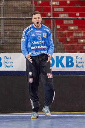 Goalkeeper Khalifa Ghedbane HC Erlangen, 96 HC Erlangen vs SC DHfK Leipzig, Handball, 1 Handball Bundesliga, Season 2025 2026, Matchday 17, 13 12 2025 HC Erlangen vs SC DHfK Leipzig, Handball, 1 Handball Bundesliga, Season 2025 2026, Matchday 17, 13 12 2025 Nuremberg Copyright: xEibner-Pressefoto ArdanxFuessmanx EP_AFN