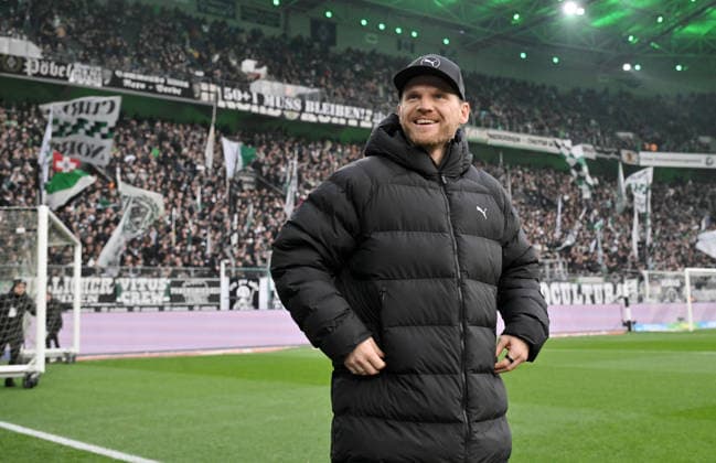 Coach Eugen Polanski Borussia Moenchengladbach 13 12 2025, Football 1 Bundesliga, Season 2025 2026, 14 Matchday, Borussia Mönchengladbach VfL Wolfsburg 1 3 DFL regulations prohibit any use of photographs as image sequences and or quasi video Moenchengladbach Borussia Park Nordrhein Westfalen Germany Team2