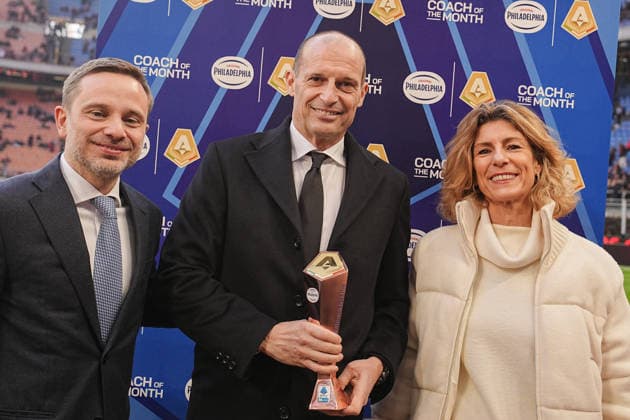 Massimiliano Allegri is awarded Coach of the Month of November during the Serie A soccer match between Milan and Sassuolo at the San Siro Stadium in Milan, northern Italy - Sunday, December 14, 2025. Sports - Soccer.  Copyright: xMarcoxAlpozzi LaPressex