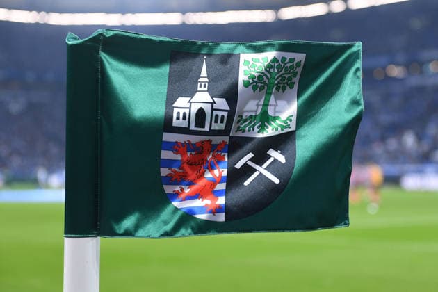Soccer 2 Bundesliga 16 Matchday FC Schalke 04 1 FC Nürnberg on 14 12 2025 at the Veltins Arena in Gelsenkirchen Symbol photo corner flag FC Schalke 04 Gelsenkirchen celebrates its 150th anniversary as a city in 2025, since it was granted city rights in 1875 DFL regulations prohibit any use of photographs as image sequences and or quasi video xRx