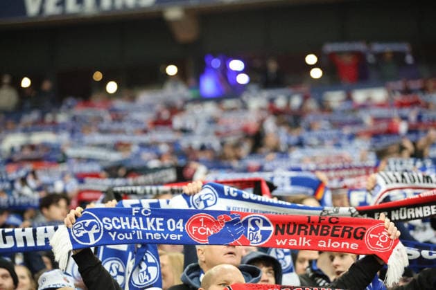 Fans of FC Schalke 04 at the match of the 2 Bundesliga season 2025 26 FC Schalke 04 1 FC Nürnberg Copyright Thomas Pakusch