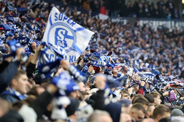 Fans of FC Schalke 04 at the match of the 2 Bundesliga season 2025 26 FC Schalke 04 1 FC Nürnberg Copyright Thomas Pakusch