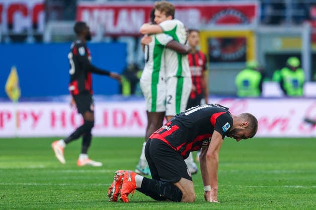 AC Milan vs US Sassuolo Serie A 2025 26 14 12 2025 Strahinja Pavlovic of AC Milan reacts at the end of the match during Serie A 2025 26 football match between AC Milan and US Sassuolo at San Siro Stadium in Milan Copyright: xBEAUTIFULxSPORTS Carabellix