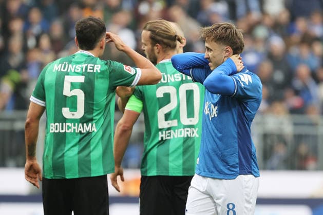 14 12 2025, xtvx, Fussball 2 Bundesliga, SV Darmstadt 98 Preußen Münster v l Jorrit Hendrix Preussen Muenster Luca Marseiler SV Darmstadt 98 enttaeuscht, enttaeuscht schauend, dissapointed DFL DFB REGULATIONS PROHIBIT ANY USE OF PHOTOGRAPHS as IMAGE SEQUENCES and or QUASI VIDEO Darmstadt