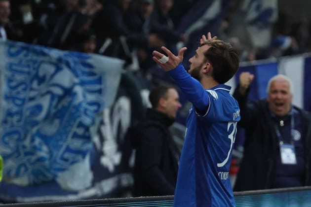 2025 12 14 xjfx 2 Bundesliga SV Darmstadt 98 SC Preussen Muenster v l , Kilian Julian Corredor SV Darmstadt 98 Torjubel, Goal celebration, celebrate the goal DFL DFB REGULATIONS PROHIBIT ANY USE OF PHOTOGRAPHS as IMAGE SEQUENCES and or QUASI VIDEO Copyright: JoaquimxFerreira