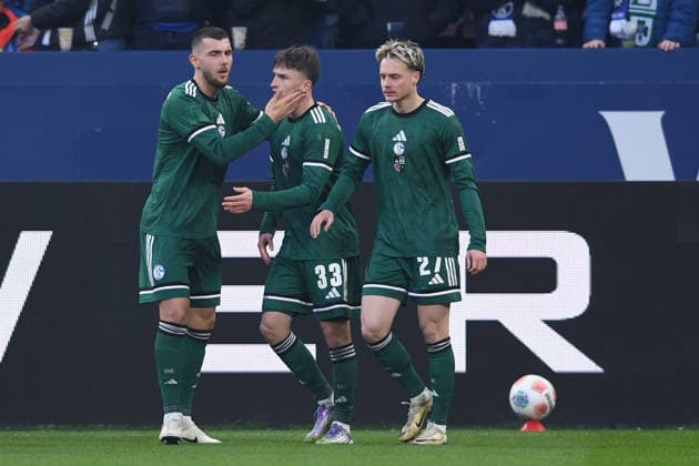 Soccer 2 Bundesliga 16 Matchday FC Schalke 04 1 FC Nürnberg on 14 12 2025 at the Veltins Arena in Gelsenkirchen Goal celebration to 1 0 by Vitalie Becker Schalke DFL regulations prohibit any use of photographs as image sequences and or quasi video xRx
