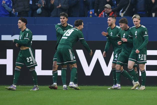 Soccer 2 Bundesliga 16 Matchday FC Schalke 04 1 FC Nürnberg on 14 12 2025 at the Veltins Arena in Gelsenkirchen Goal celebration to 1 0 by Vitalie Becker Schalke DFL regulations prohibit any use of photographs as image sequences and or quasi video xRx