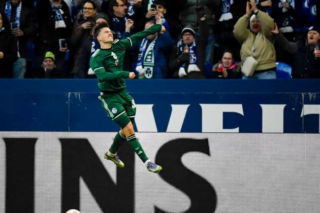 Vitalie Becker FC Schalke celebrates after scoring his team s first goal during the 2 Bundesliga match between FC Schalke 04 and 1 FC Nuernberg, Veltins Arena on December 14, 2025 in Gelsenkirchen, Germany Photo by Max Maiwald DeFodi Images Vitalie Becker FC Schalke celebrates after scoring his team s first goal during the 2 Bundesliga match between FC Schalke 04 and1 FC Nuernberg at Veltins Arena on December 14, 2025 in Gelsenkirchen, Germany Photo by Max Maiwald DeFodi Images DFB DFL REGULATIONS PROHIBIT ANY USE OF PHOTOGRAPHS AS IMAGE SEQUENCES AND OR QUASI VIDEO Photo by Max Maiwald DeFodi Images