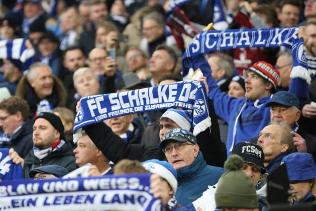 Fans of FC Schalke 04 at the match of the 2 Bundesliga season 2025 26 FC Schalke 04 1 FC Nürnberg Copyright Thomas Pakusch