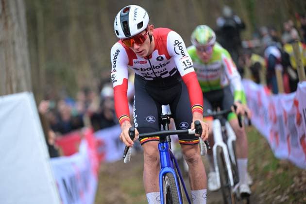 Belgian Thibau Nys pictured in action during the men s elite race of the Cyclocross World Cup, in Namur, Sunday 14 December 2025, stage 4 (out of 12) in the World Cup of the 2026-2027 season. DAVIDxPINTENS  x148830471x