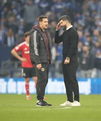 14 12 2025 Soccer Season 2025 2026 2 Soccer Bundesliga 16 Matchday FC Schalke 04 S04 Knappen 1 FC Nuremberg FCN Club Sportfoto Zink DaMa xdaxmax DFL regulations prohibit any use of photographs as image sequences and or quasi video only for editorial use Miroslav Miro Klose Trainer 1 FC Nuremberg FCN Miron Muslic Trainer FC Schalke 04 S04 talk on the pitch after the end of the match