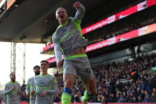 14th December 2025; Selhurst Park, Selhurst, London, England; Premier League Football, Crystal Palace versus Manchester City; Erling Haaland of Manchester City celebrates his goal in the 41st minute for 0-1  KatiexChan