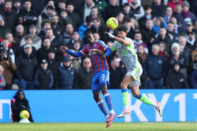14th December 2025; Selhurst Park, Selhurst, London, England; Premier League Football, Crystal Palace versus Manchester City; Tyrick Mitchell of Crystal Palace challenges Matheus Nunes of Manchester City  KatiexChan