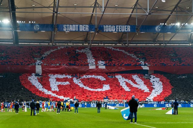 Germany 2 Bundesliga 2025 26, 14 Matchday FC Schalke 04 vs 1 FC Nürnberg 14 12 2025 Veltins Arena Gelsenkirchen, North Rhine-Westphalia Choreography Fans Copyright: xCelinaxLeiersx