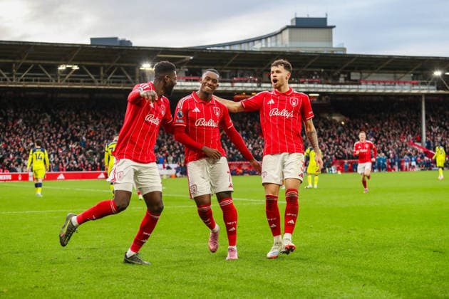 Nottingham Forest v Tottenham Hotspur, Premier League Callum Hudson-Odoi Of Nottingham Forest scores a GOAL 2-0 and celebrates during the Nottingham Forest v Tottenham Hotspur Premier League match at the City Ground, West Bridgford, England on 14 December 2025 Credit: Lee Keuneke Every Second Media Editorial use only. All images are copyright Every Second Media Limited. No images may be reproduced without prior permission. All rights reserved. Premier League and Football League images are subject to licensing agreements with Football DataCo Limited. see https: www.football-dataco.com Copyright: xIMAGO EveryxSecondxMediax ESM-1708-0052 LeexKeunekex xEveryxSecondxMediax