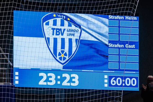 Final score 23 23 GER, TBV Lemgo Lippe vs THW Kiel, Handball, 1 Bundesliga, Matchday 17, Season 2025 2026, 14 12 2025 GER, TBV Lemgo Lippe vs THW Kiel, Handball, 1 Bundesliga, Matchday 17, Season 2025 2026, 14 12 2025 Lemgo Copyright: xEibner-Pressefoto JanxRollingerx EP_JSK