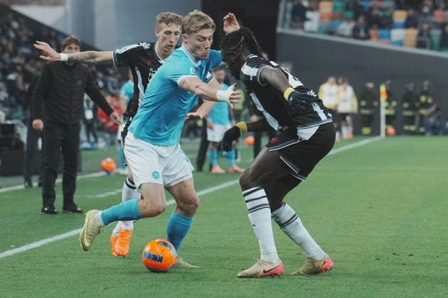 UDINE, ITALY - DECEMBER 14: Rasmus Hojlund of SSC Napoli during the match between Udinese Calcio and SSC Napoli at Bluenergy Stadium on December 14, 2025 in Udine, Italy Copyright: xFOTOAGENZIAx