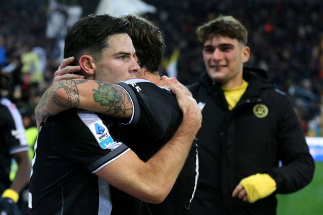 Ar Udine 14 12 2025 - campionato di calcio serie A Udinese-Napoli foto Andrea Rigano Image nella foto: esultanza gol Jurgen Ekkelenkamp 