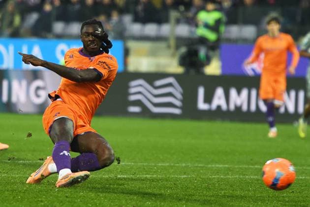 Foto IPP Giacomo Morini Firenze 14 12 2025 Campionato di calcio di serie A 2025 2026 Acf Fiorentina vs Hellas Verona. nella foto: Moise Bioty Kean segna il 1° gol. italy ITALY  Copyright: xR4924_italyphotopressx