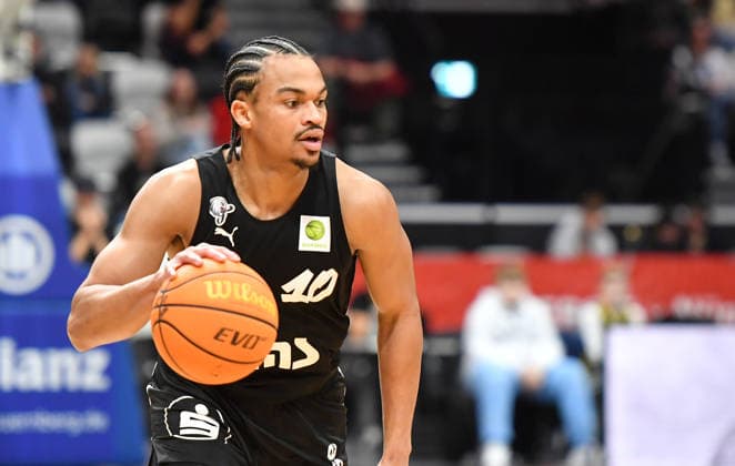 14 12 2025 Basketball Season 2025 2026 2 Bundesliga Pro A 12 Matchday Nuremberg Falcons Basketball Club NBC Artland Dragons OGo xogox Evan Derek Taylor 10, Nuremberg Falcons BC NBC